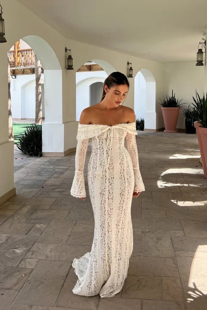 Abby Off Shoulder Lace Maxi Dress – Amor