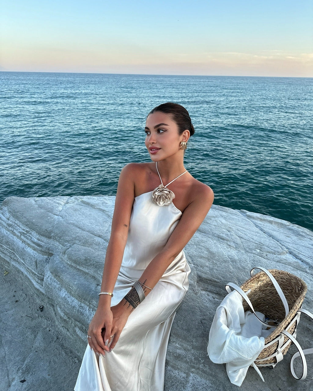 Harper Satin Halter Maxi Dress