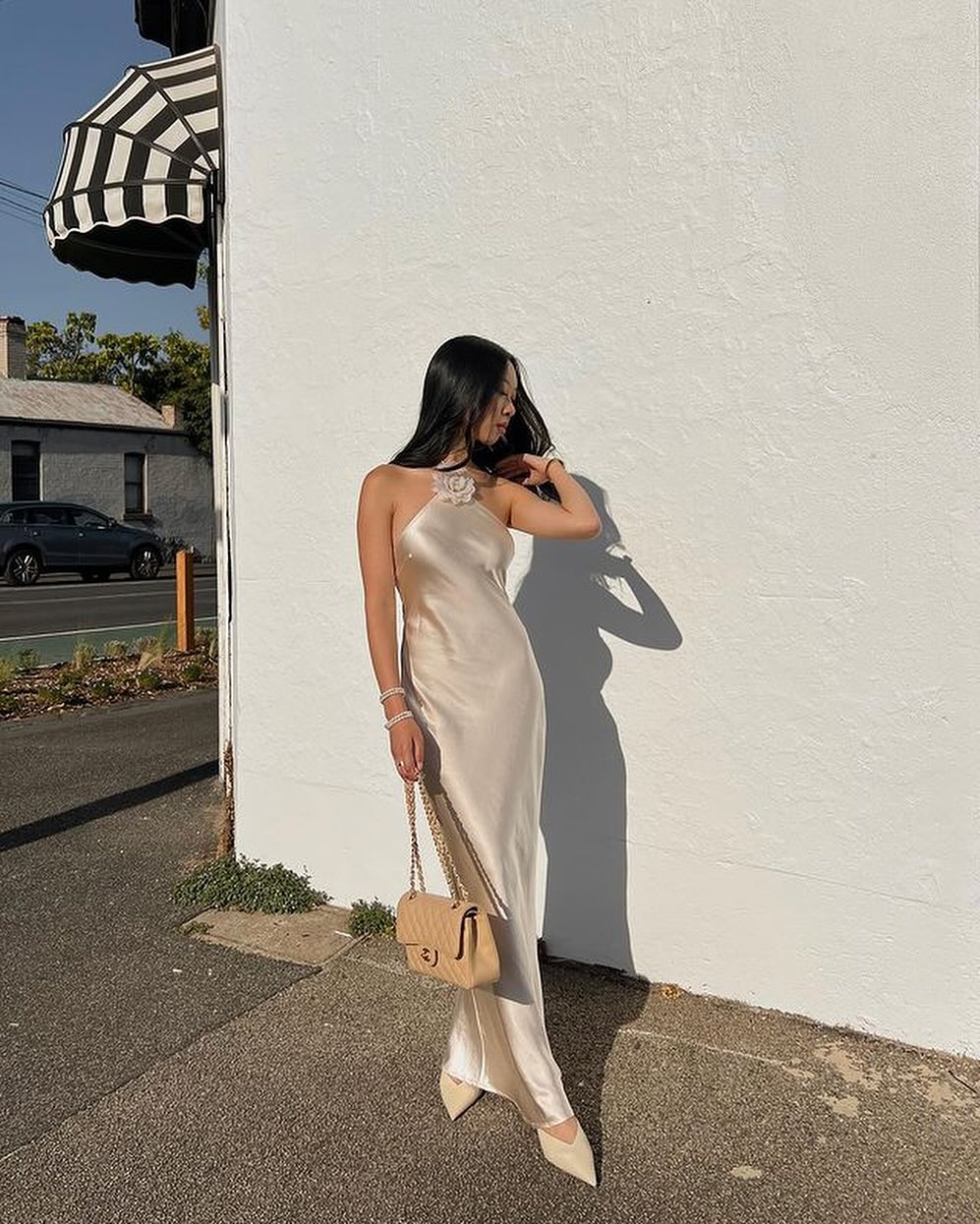 Harper Satin Halter Maxi Dress