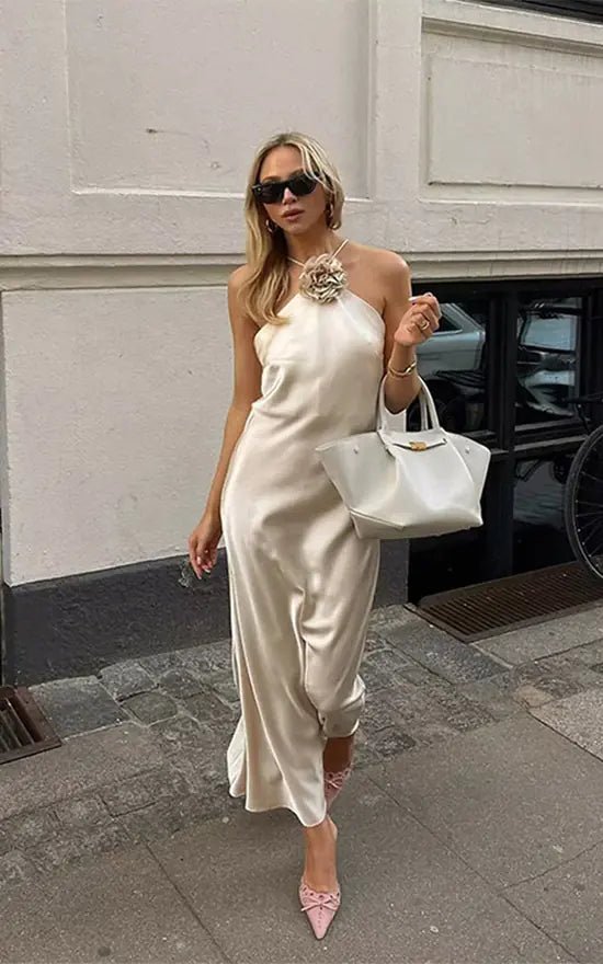 Harper Satin Halter Maxi Dress