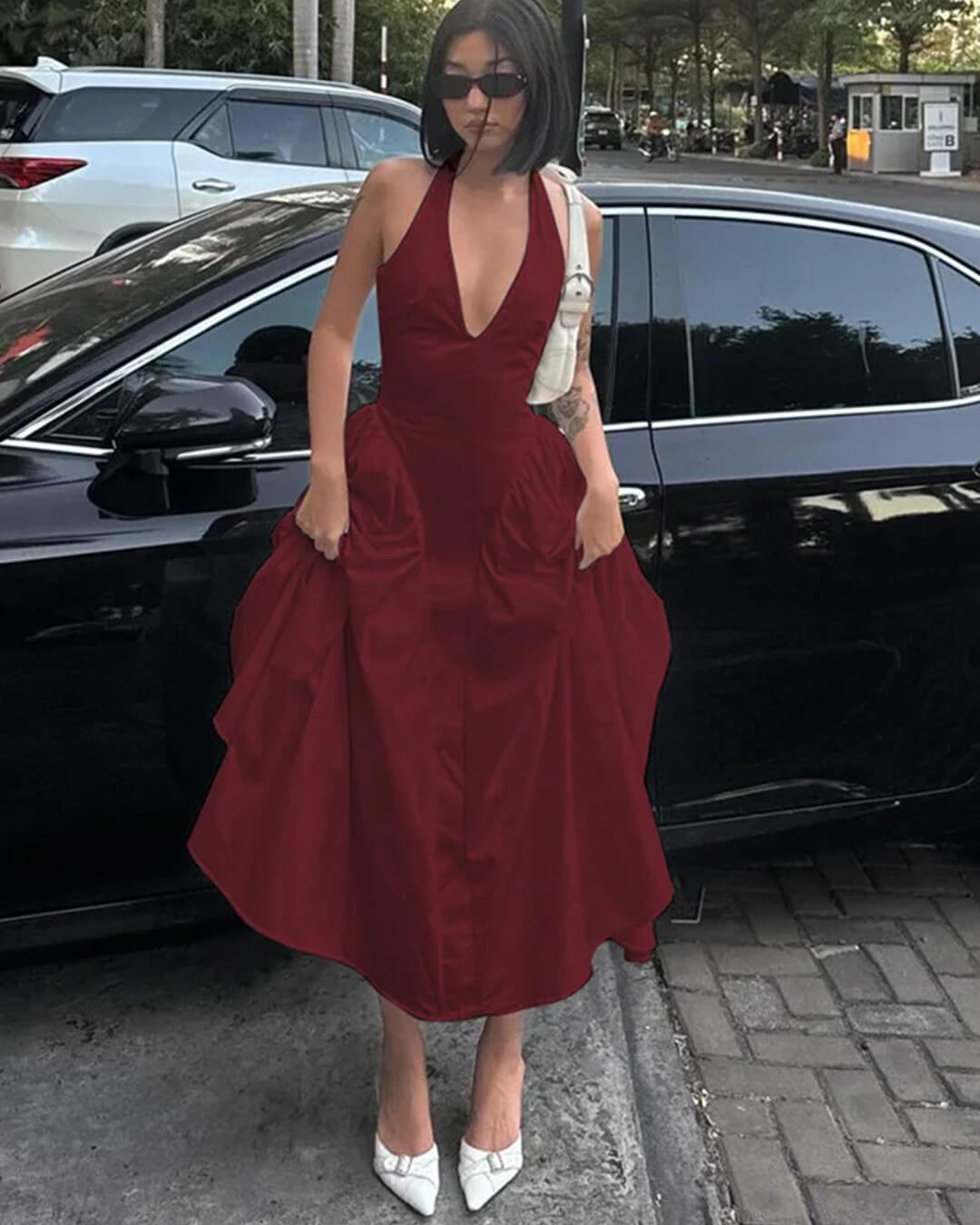 Kristy Deep Neck Maxi Dress