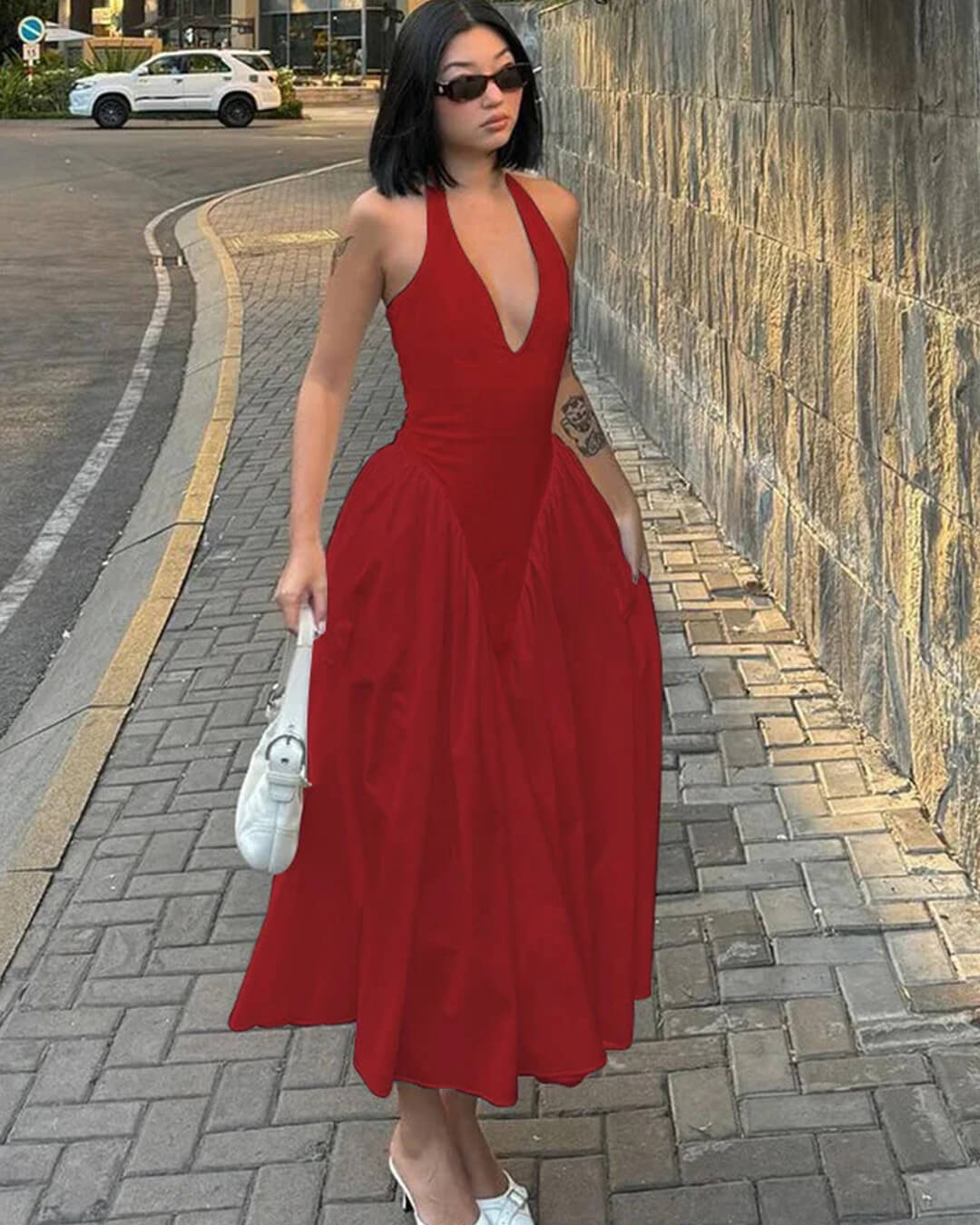Kristy Deep Neck Maxi Dress