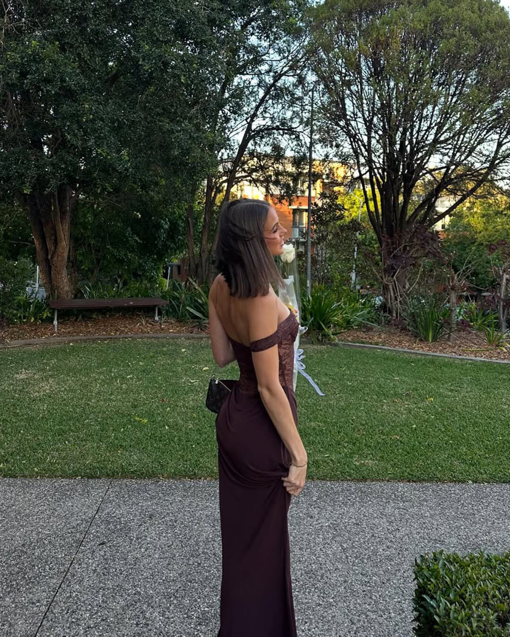 Olga One Shoulder Lace Maxi Dress