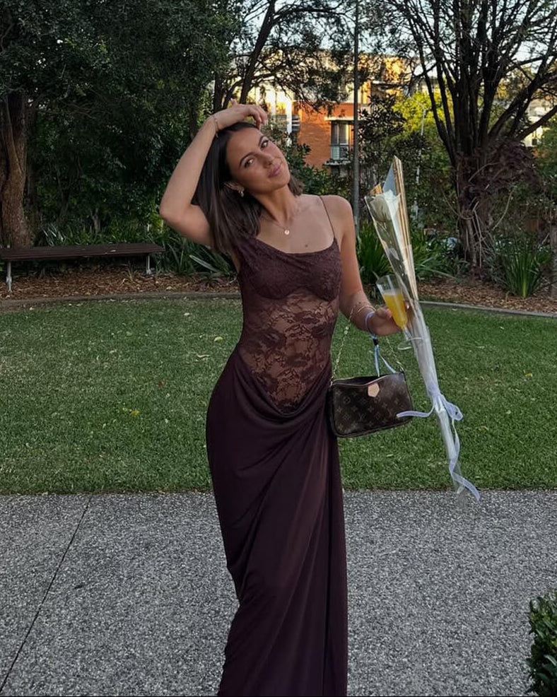 Olga One Shoulder Lace Maxi Dress
