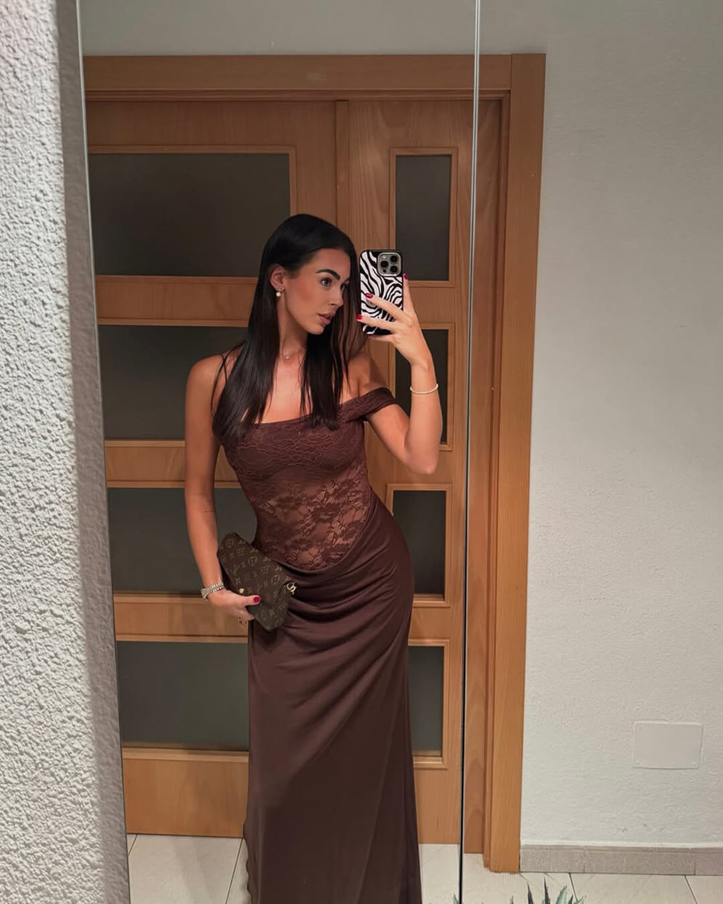 Olga One Shoulder Lace Maxi Dress