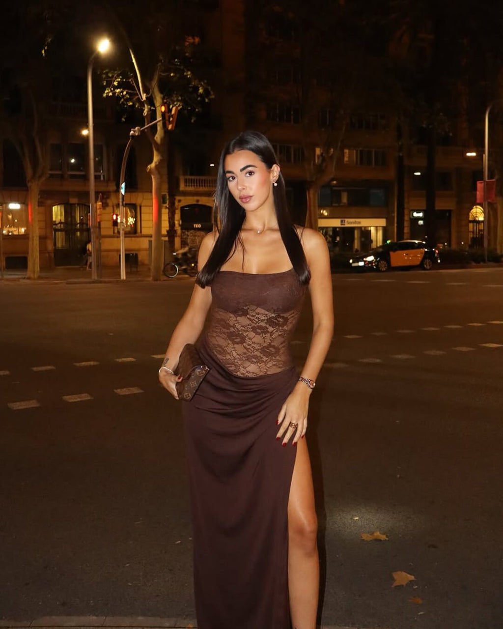 Olga One Shoulder Lace Maxi Dress