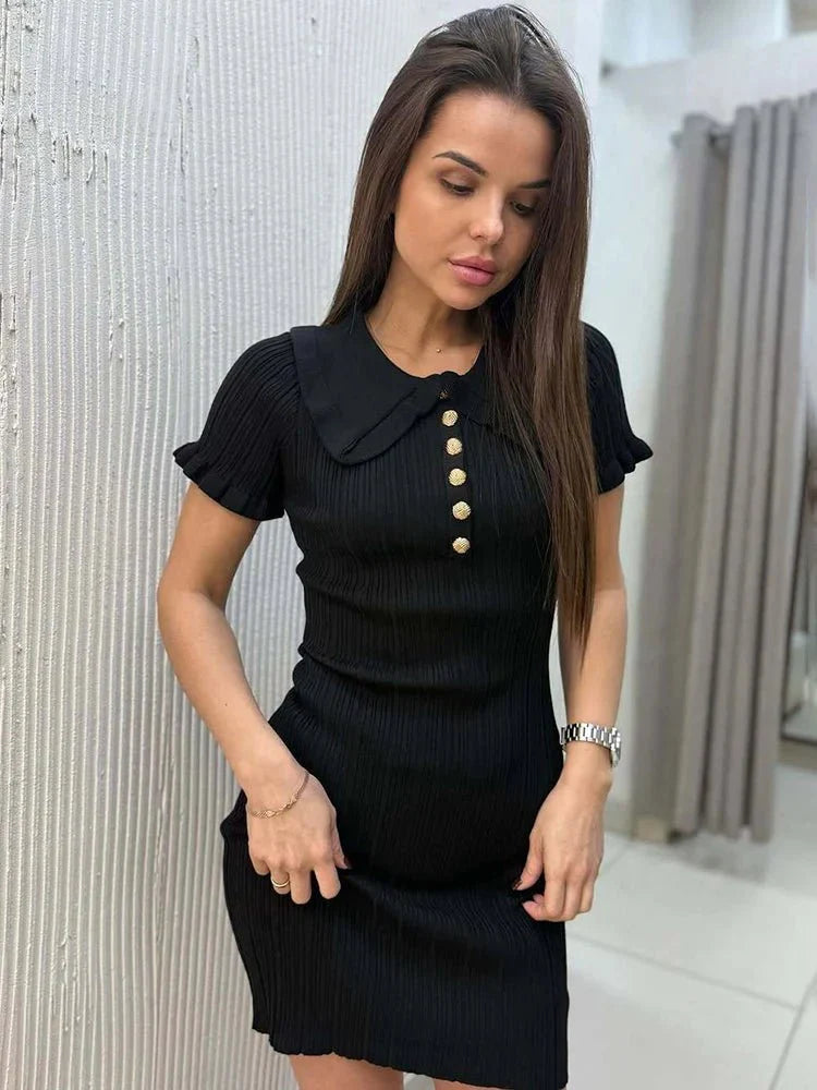 Susan Ruffled Knitted Mini Dress