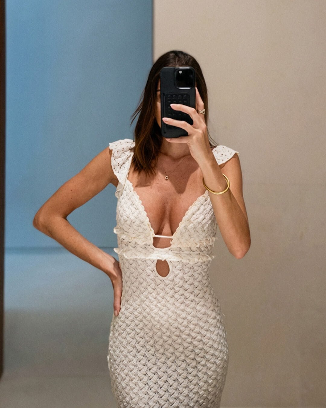 Vanessa Plunged Neck Lace Maxi Dress